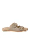 Brunello Cucinelli Suede Slides In Cream