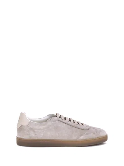 Brunello Cucinelli Men Suede Sneakers In Nude