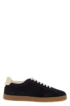 Brunello Cucinelli Suede Low-top Sneakers Contrast Detail In Brown