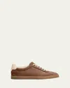 Brunello Cucinelli Men's Suede T-toe Low-top Sneakers In Brown