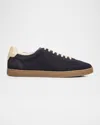 Brunello Cucinelli Navy Leather Sneakers In Blue