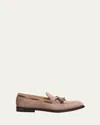 Brunello Cucinelli Men's Suede Tassel Loafers In Brown