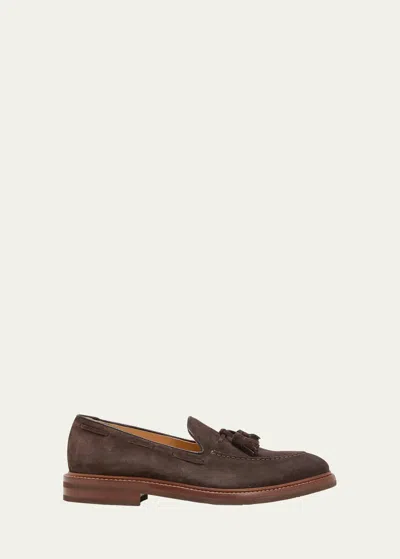 Brunello Cucinelli Tassel-detail Suede Loafers In Burnt