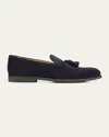 Brunello Cucinelli Men's Suede Tassel Loafers In Deep Blue