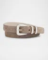 Brunello Cucinelli Men's Suede Western Belt In Brown
