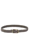 Brunello Cucinelli Braided Suede Buckled Belt In Gray