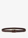 Brunello Cucinelli Men Suede Woven Belt In Brown