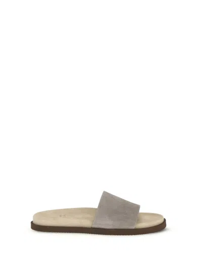 Brunello Cucinelli Open-toe Round-toe Sandals In Neutral