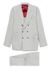 Brunello Cucinelli Men Wool And Silk Double-breasted Suit In Gray
