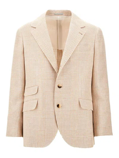 Brunello Cucinelli Men Suit-type Linen Jacket In Neutral