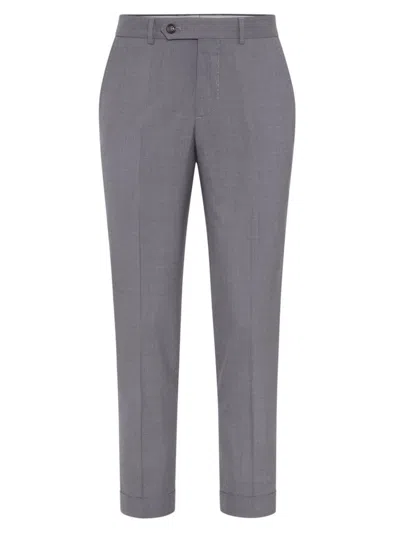 Brunello Cucinelli Tapered-leg Wool Trousers In Grey