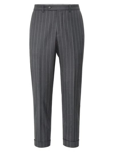 Brunello Cucinelli Men's Super 150s Formal Fit Trousers In Grey