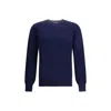 Brunello Cucinelli Cashmere Crew Neck Sweater With Ribbed Finish In Blue