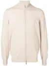 Brunello Cucinelli High-neck Zip-up Cashmere Cardigan In Beige