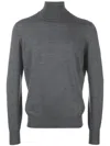 Brunello Cucinelli Wool Turtleneck Sweater With Ribbed Cuffs And Hem In Grey