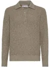 Brunello Cucinelli Virgin Wool-cashmere Flecked Polo Sweater In Multi