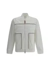 Brunello Cucinelli Men Sweatshirt With Contrast Details In White