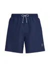 Brunello Cucinelli Straight-leg Mid-length Logo-embroidered Swim Shorts In Blue