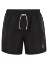 Brunello Cucinelli Logo Swim Shorts In Black
