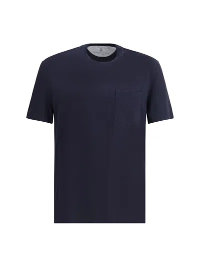 Brunello Cucinelli Men T-shirt In Blue
