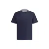Brunello Cucinelli Men Black Jersey Faux Layering T-shirt In Blue