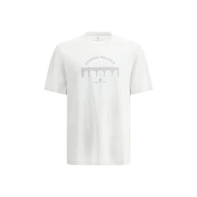 Brunello Cucinelli Iconic Monogram Graphic T-shirt In Grey