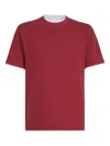 Brunello Cucinelli Coral Cotton Faux Layering T-shirt In Red