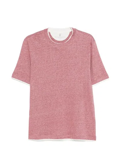 Brunello Cucinelli Men T-shirt With Faux-layering In Multi