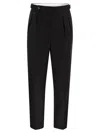 Brunello Cucinelli Men Tailor-fit Trousers In Virgin Wool Canvas With Double Inverted Darts And Buck In Black
