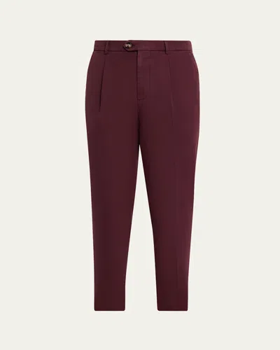 BRUNELLO CUCINELLI MEN'S TAPERED SINGLE-PLEATED PANTS