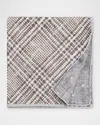 Brunello Cucinelli Men's Tartan Check Silk Pocket Square In Gray