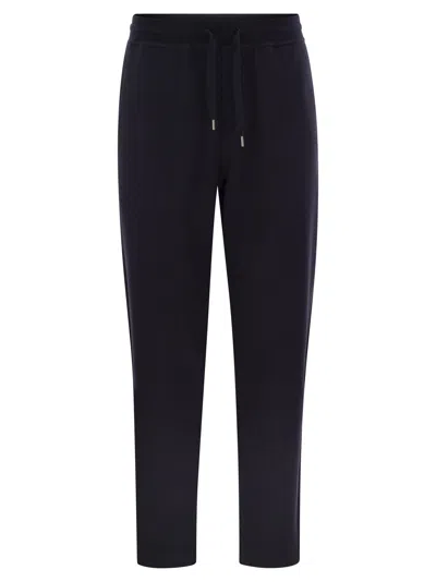 Brunello Cucinelli Men Techno Cotton Fleece Trousers In Black