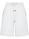 Brunello Cucinelli Men Techno Cotton French Terry Shorts With Piping In Multicolor