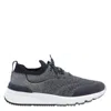 Brunello Cucinelli Men Techno Cotton Knit Runners With Heat Shrink In Black