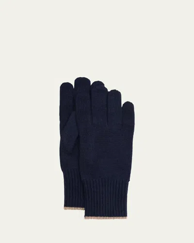 Brunello Cucinelli Men's Tipped Cashmere Gloves