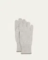 Brunello Cucinelli Men's Tipped Cashmere Gloves In Gray
