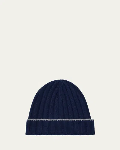 Brunello Cucinelli Men's Tipped Cashmere Rib Beanie Hat