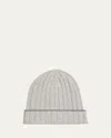 Brunello Cucinelli Men's Tipped Cashmere Rib Beanie Hat