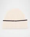 Brunello Cucinelli Men's Tipped Cashmere Rib Beanie Hat In Neutral