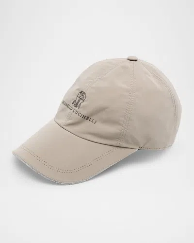 Brunello Cucinelli Men's Tonal Crest Logo Baseball Hat In Kacy