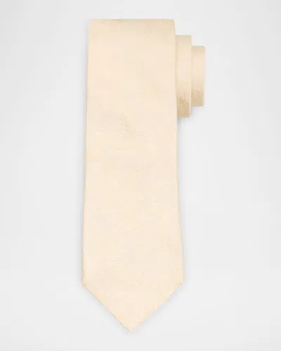 Brunello Cucinelli Men's Tonal Paisley Cotton And Silk Tie In Neutral