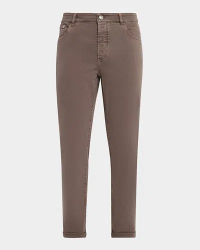 Brunello Cucinelli Men's Traditional-fit Denim Five-pocket Pants In Brown