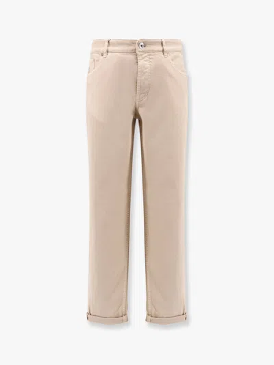 Brunello Cucinelli Men Traditional Fit Denim Trousers In Neutral