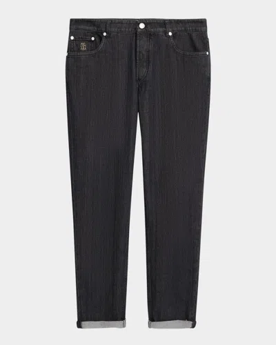 Brunello Cucinelli Men's Traditional Fit Five-pocket Jeans In Black