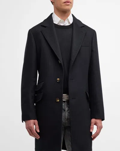 Brunello Cucinelli Men's Traditional Fit Wool Overcoat In Black