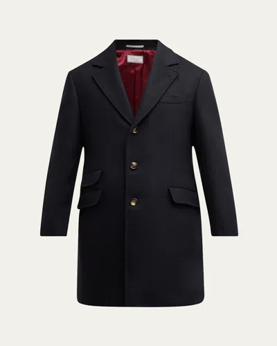 BRUNELLO CUCINELLI MEN'S TRADITIONAL FIT WOOL OVERCOAT