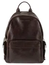 Brunello Cucinelli Structured Leather Backpack With Zip And Flap Pockets In Brown
