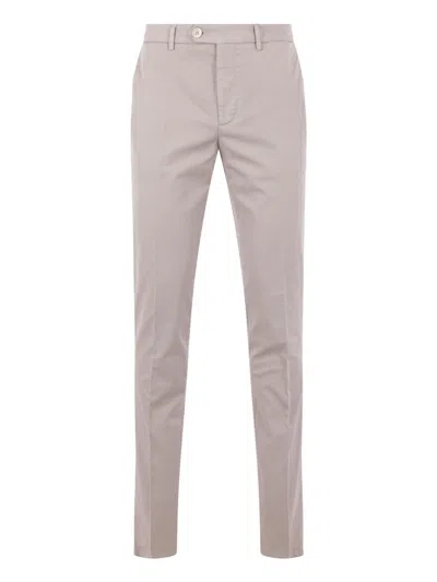 Brunello Cucinelli Italian Fit American Pima Cotton Trousers In Gray