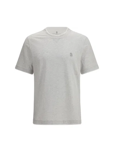 Brunello Cucinelli Men T-shirt In Cotton With A Logo In Brown