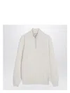 Brunello Cucinelli White Turtleneck Sweater With Zip Men